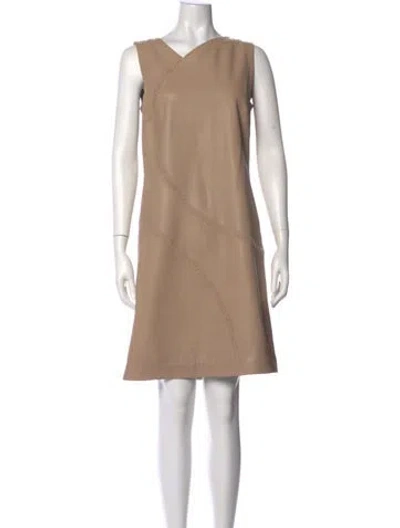 Pre-owned Escada Sport Lamb Leather Mini Dress In Neutral