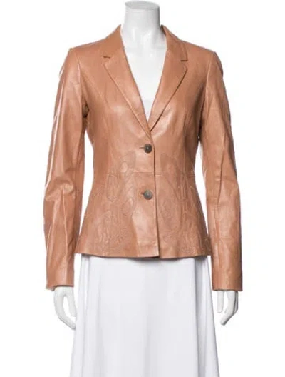 Pre-owned Escada Sport Lamb Leather Patterned Blazer In Metallic/orange