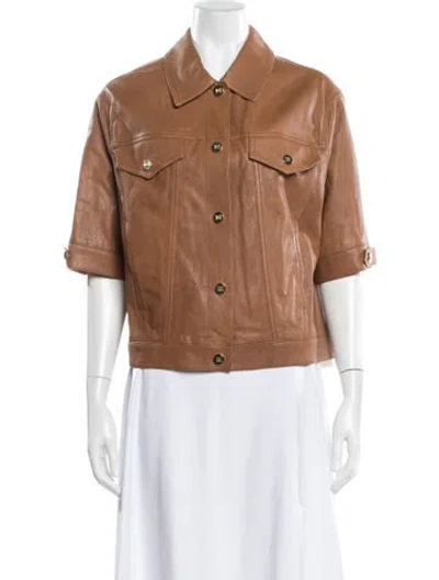 Pre-owned Escada Sport Lamb Leather Utility Jacket In Brown