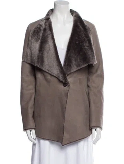 Pre-owned Escada Sport Lambskin Faux Fur Jacket In Gray