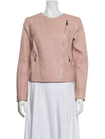 Pre-owned Escada Sport Leather Biker Jacket In Pink