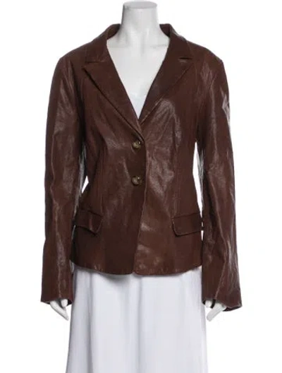 Pre-owned Escada Sport Leather Blazer In Brown