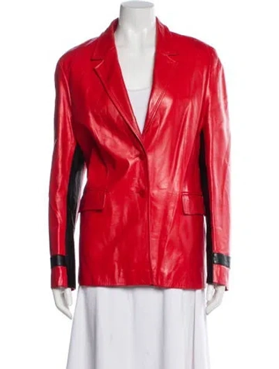 Pre-owned Escada Sport Leather Blazer In Red