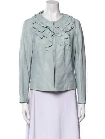 Pre-owned Escada Sport Leather Evening Jacket In Blue