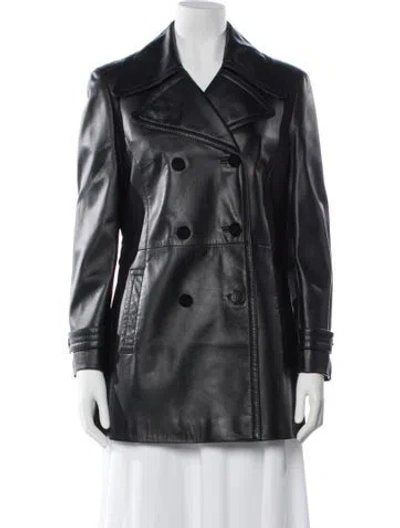 Pre-owned Escada Sport Leather Jacket In Gray