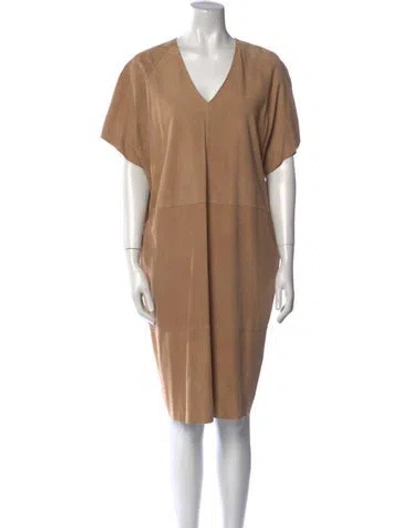 Pre-owned Escada Sport Leather Knee-length Dress In Neutral
