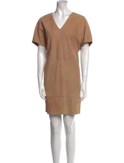 Pre-owned Escada Sport Leather Mini Dress In Neutral
