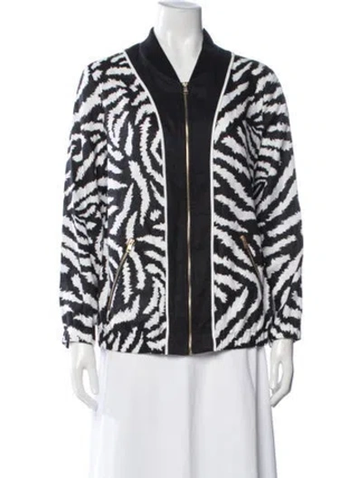 Pre-owned Escada Sport Linen Animal Print Bomber Jacket In Multicolor