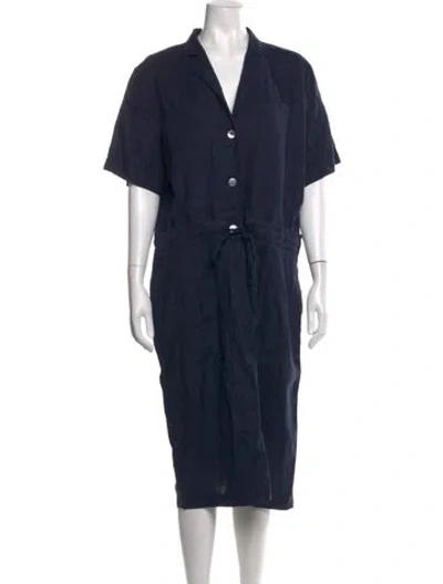 Pre-owned Escada Sport Linen Knee-length Dress In Blue