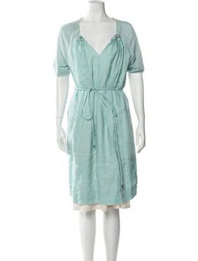 Pre-owned Escada Sport Linen Knee-length Dress In Green