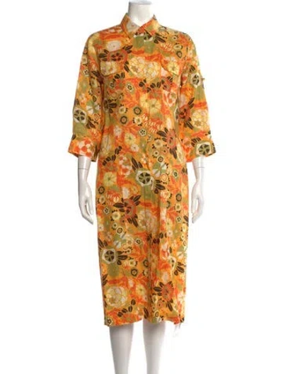 Pre-owned Escada Sport Linen Knee-length Dress In Orange