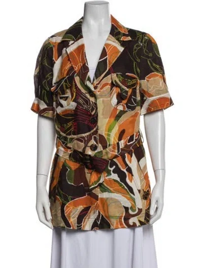 Pre-owned Escada Sport Linen Patterned Jacket In Multicolor
