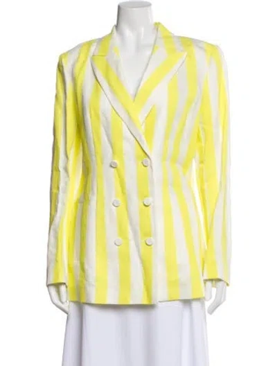 Pre-owned Escada Sport Linen Striped Blazer In Green