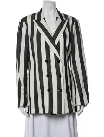 Pre-owned Escada Sport Linen Striped Blazer W/ Tags In Green