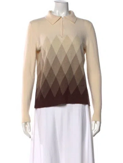 Pre-owned Escada Sport Merino Wool Patterned Sweater In Neutral