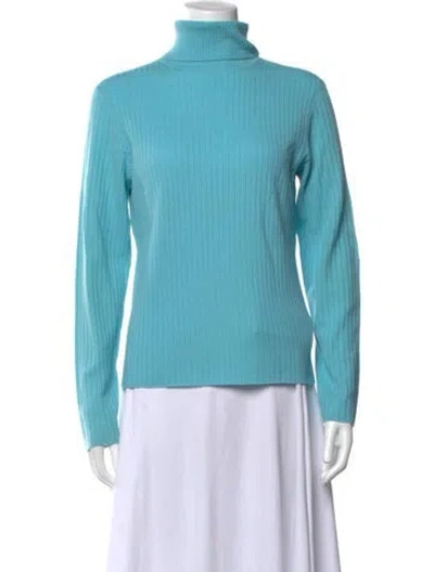 Pre-owned Escada Sport Merino Wool Turtleneck Sweater In Blue