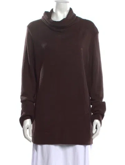 Pre-owned Escada Sport Merino Wool Turtleneck Sweater In Brown