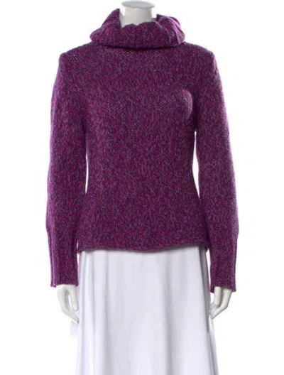 Pre-owned Escada Sport Merino Wool Turtleneck Sweater In Purple