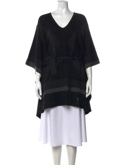 Pre-owned Escada Sport Merino Wool V-neck Sweater In Black