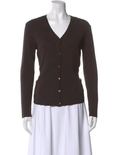 Pre-owned Escada Sport Merino Wool V-neck Sweater In Brown