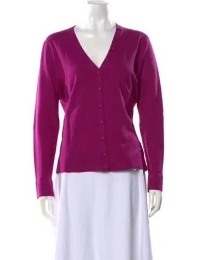 Pre-owned Escada Sport Merino Wool V-neck Sweater In Purple