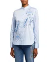 ESCADA SPORT NALEAF FLORAL EMBROIDERED BUTTON-FRONT TOP