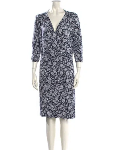 Pre-owned Escada Sport Paisley Print Knee-length Dress In Blue