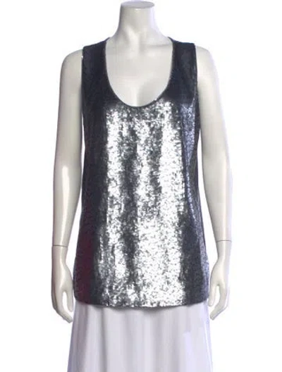 Pre-owned Escada Sport Patterned Scoop Neck Top In White