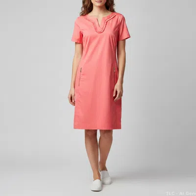 Pre-owned Escada Sport Pink Stretch Cotton Short Sleeve Dima Mini Dress L