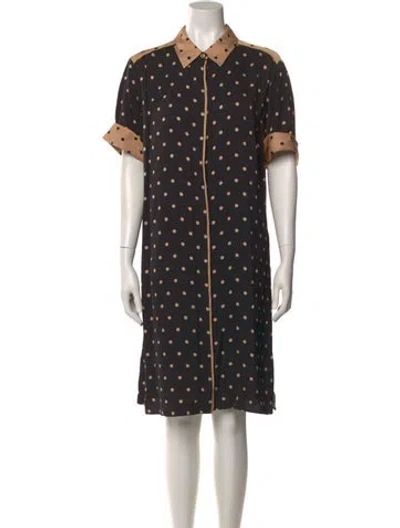 Pre-owned Escada Sport Polka Dot Print Knee-length Dress In Black