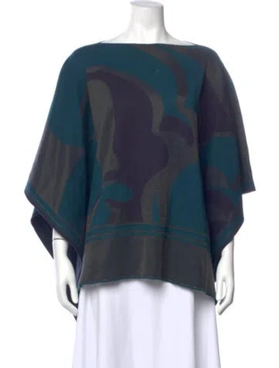 Pre-owned Escada Sport Printed Bateau Neckline Sweater In Blue