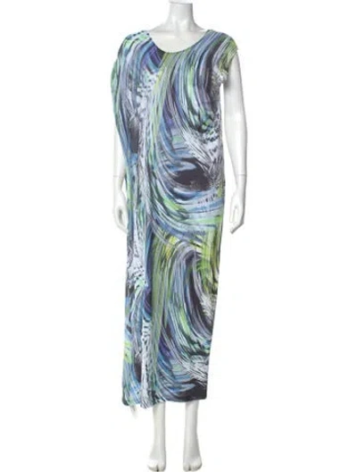 Pre-owned Escada Sport Printed Long Dress In Blue