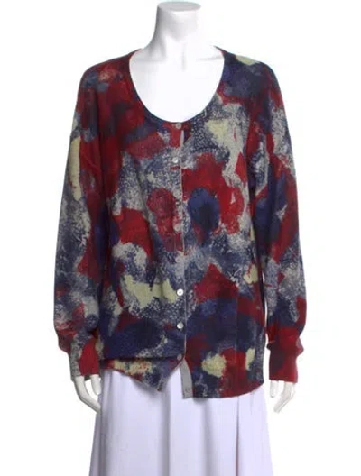 Pre-owned Escada Sport Printed Scoop Neck Sweater In Red