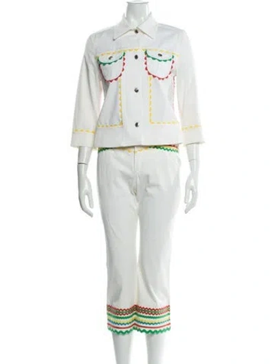 Pre-owned Escada Sport Scalloped Accent Set In White