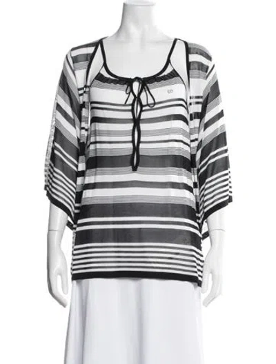 Pre-owned Escada Sport Set Striped Sweater In White