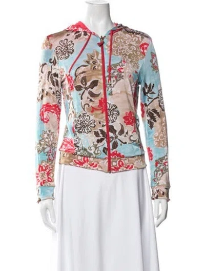 Pre-owned Escada Sport Silk Floral Print Jacket In Multicolor