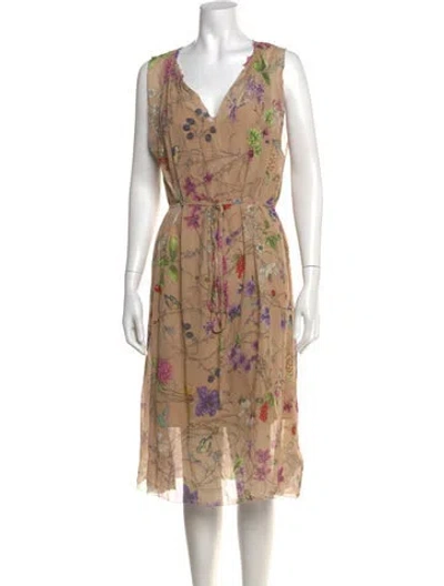 Pre-owned Escada Sport Silk Midi Length Dress In Neutrals