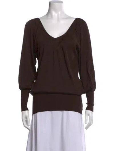 Pre-owned Escada Sport Silk V-neck Sweater In Brown