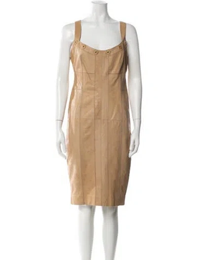 Pre-owned Escada Sport Square Neckline Knee-length Dress In Brown