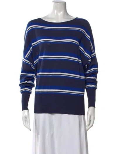 Pre-owned Escada Sport Striped Bateau Neckline Sweater In Blue