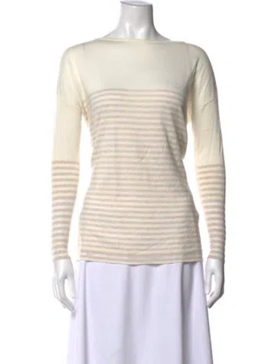 Pre-owned Escada Sport Striped Bateau Neckline Sweater In Neutral