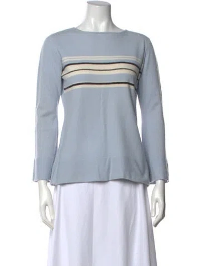 Pre-owned Escada Sport Striped Crew Neck Sweater In Blue