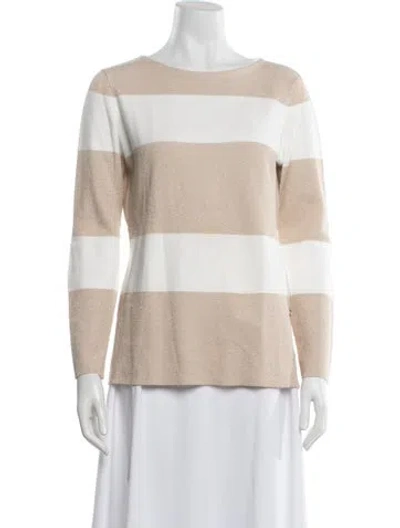 Pre-owned Escada Sport Striped Crew Neck Sweater In Neutrals