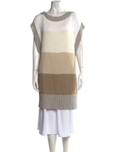 Pre-owned Escada Sport Striped Crew Neck Sweater In Neutrals