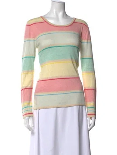Pre-owned Escada Sport Striped Crew Neck Sweater In Pink