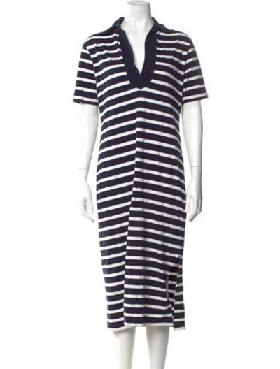 Pre-owned Escada Sport Striped Midi Length Dress In Blue