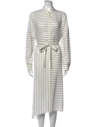 Pre-owned Escada Sport Striped Midi Length Dress In White