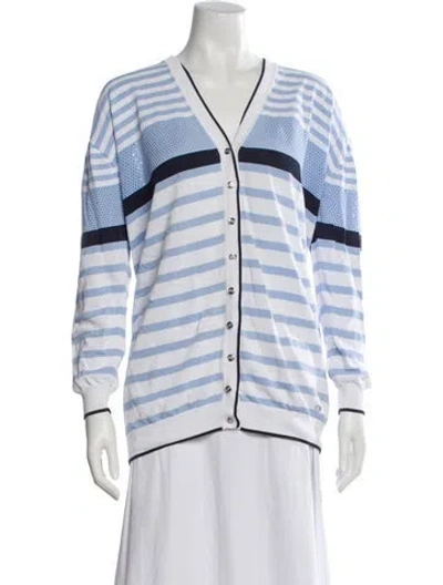 Pre-owned Escada Sport Striped V-neck Sweater In Blue