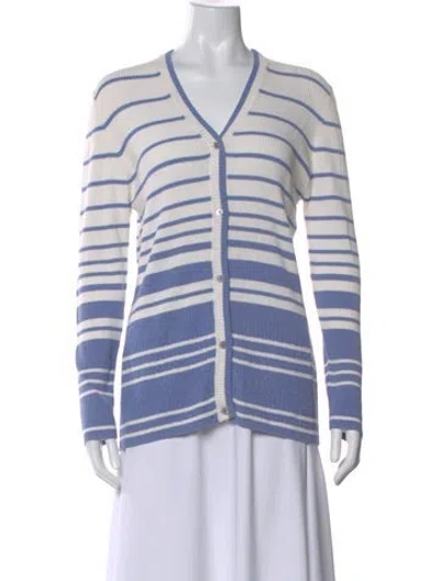 Pre-owned Escada Sport Striped V-neck Sweater In Blue