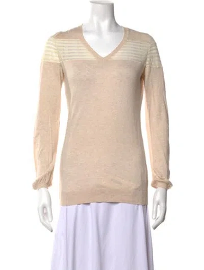 Pre-owned Escada Sport Striped V-neck Sweater In Neutrals